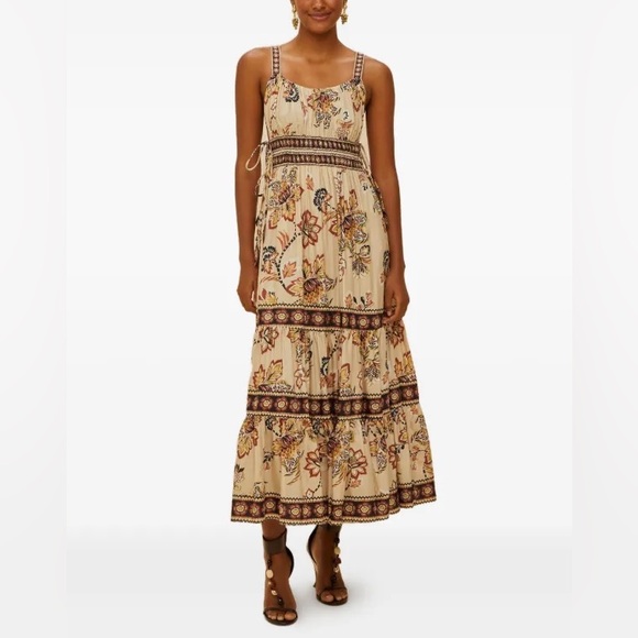 FARM Rio Dresses & Skirts - FARM Rio Aura Floral Sand Sleeveless Midi Dress